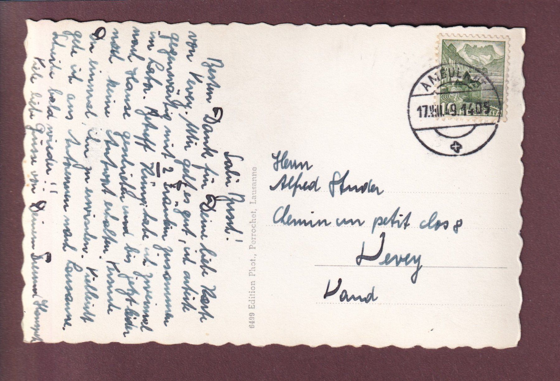 Cartoline postali: BEX - 9 images - 1949 – Usato da Pully venduto da nicecards 1