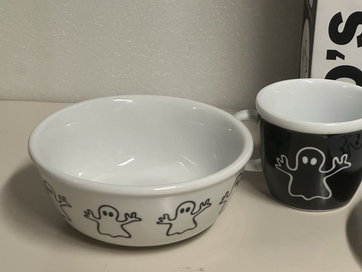 Bodum Geschirrsets: Original Bodum Teller Tasse und Schale Set Gespenst Design – Gebraucht aus Deitingen von Himhip 1