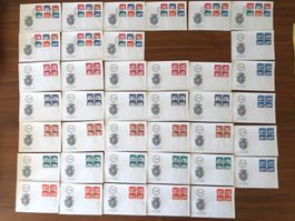 FDC 12.9.1968, 9x Satz und je 5x4er Bl