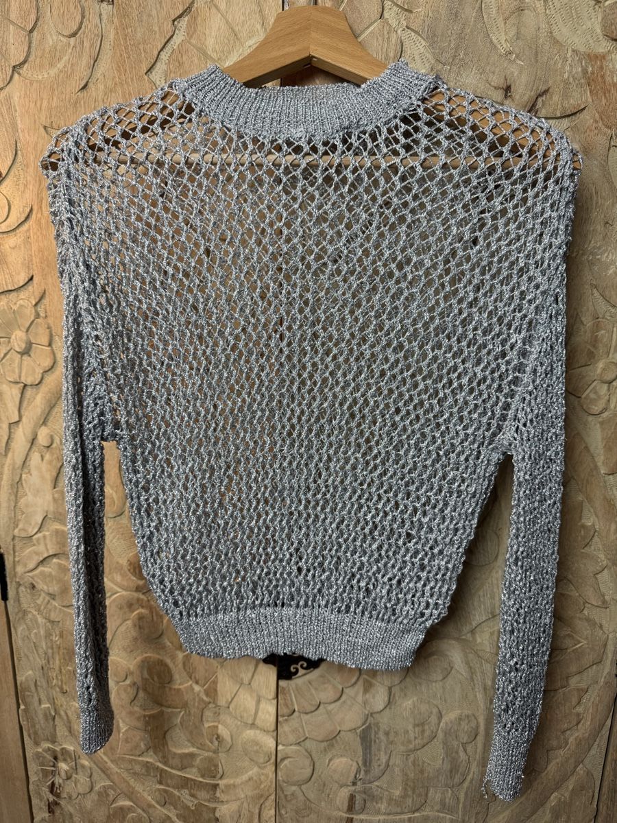 Stradivarius Maglioni & Felpe: Silbernes Netzoberteil, Sommer Netz-Pullover - S – Usato da Wettingen venduto da JasminL92-3