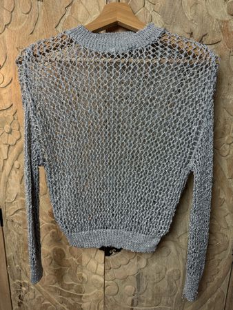 Silbernes Netzoberteil, Sommer Netz-Pullover - S