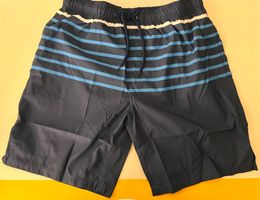 Badeshorts Herren, Grösse S, Farbe Dunkelblau mit Streifen