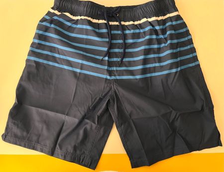 Badeshorts Herren, Grösse S, Farbe Dunkelblau mit Streifen