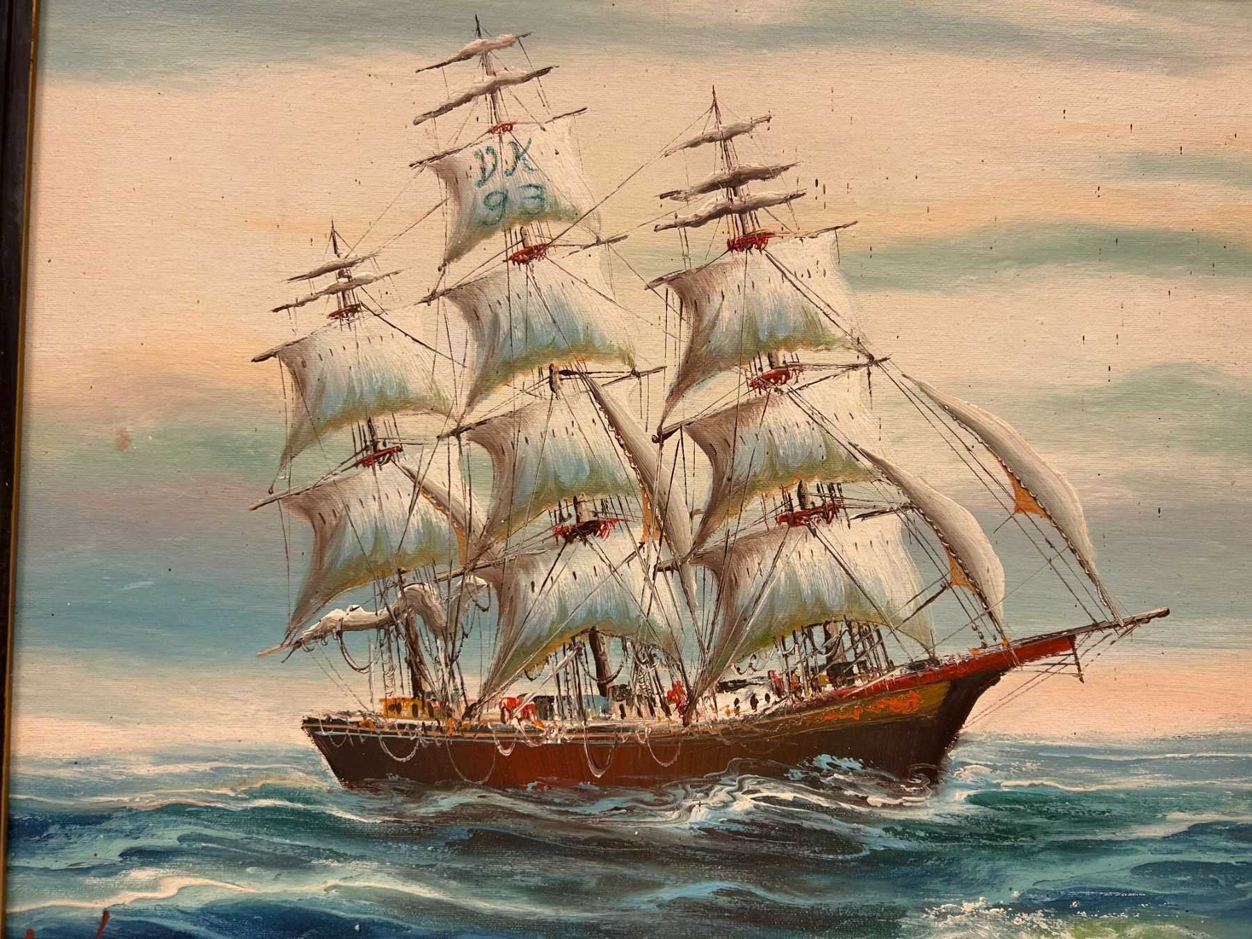 Dipinti: Ölbild, Segelschiff auf hoher See, ca. 1920. – Usato da Steinhausen venduto da Super05 6