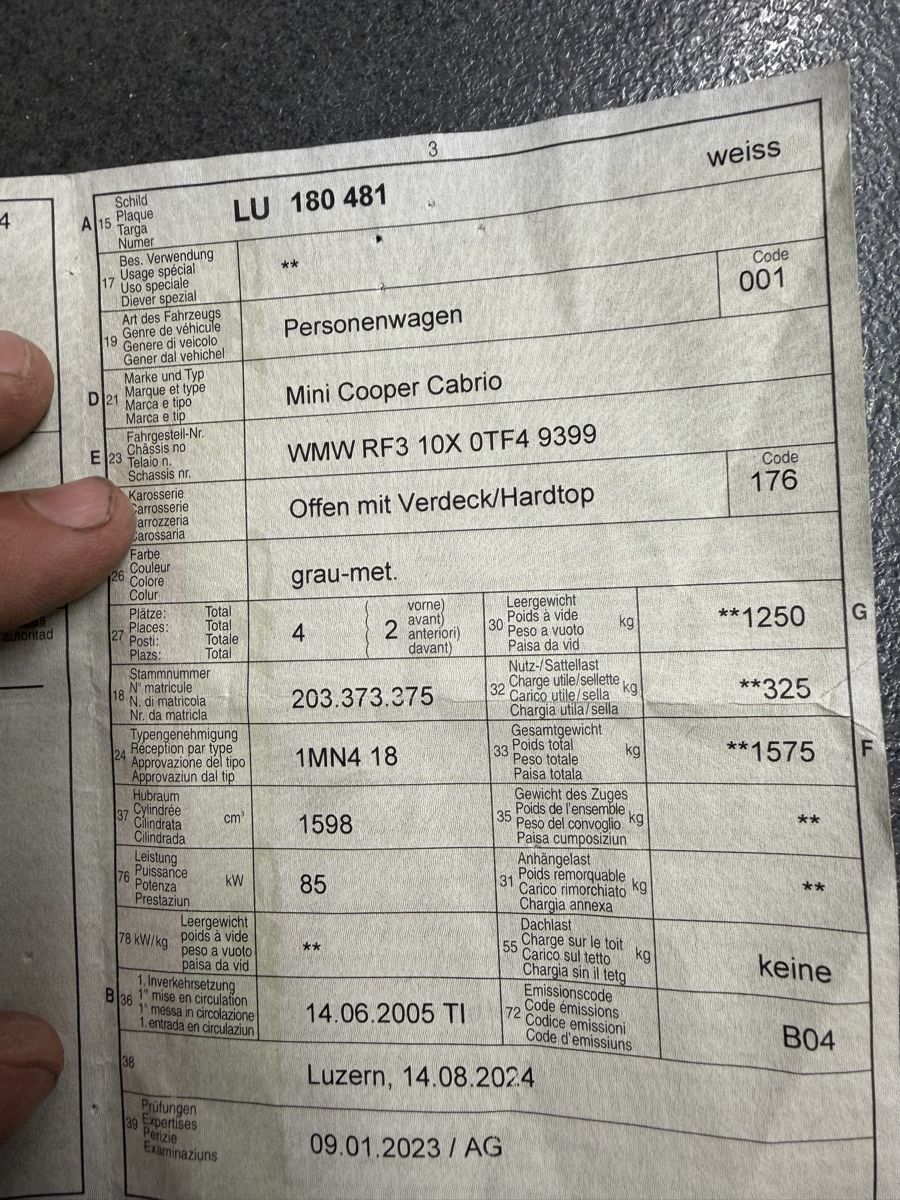 Mini Automobili: Mini Cooper Cabrio  – Difettoso da Niederbipp venduto da baggerch 8