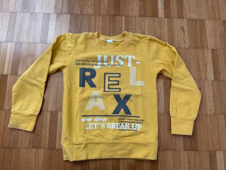 Gelber JUST-RELAX Pullover, Gr. 104 (70% Baumwolle)