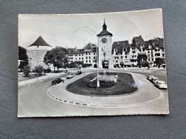 Ansichtskarte Solothurn, Ansthausplatz, Uhrturm, mit Stempel