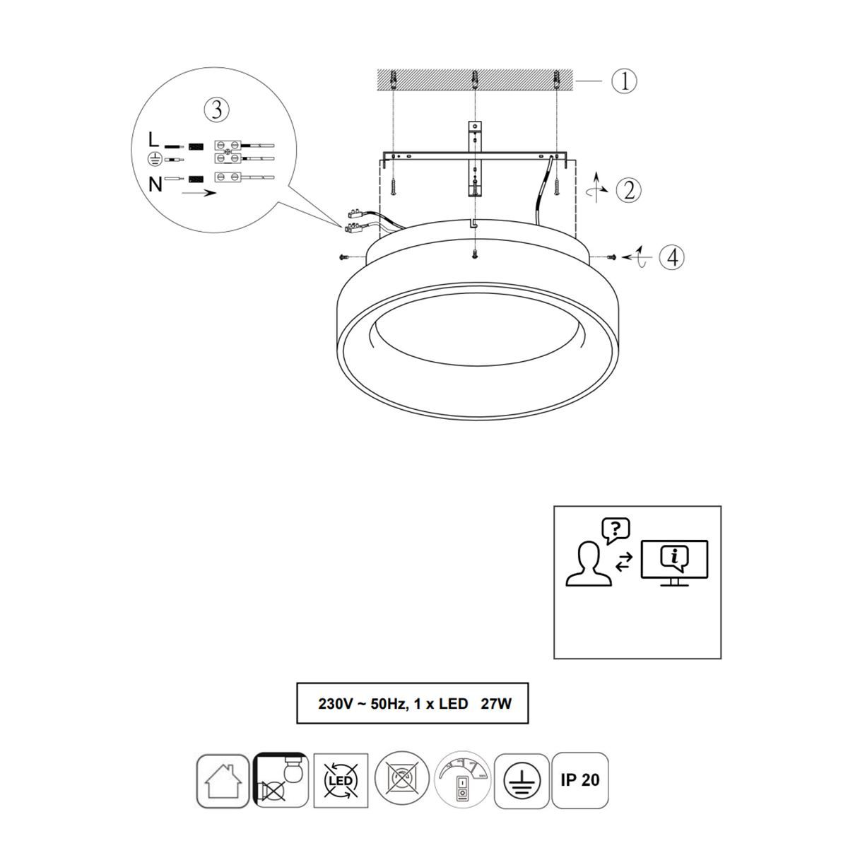 Lampadari & plafoniere: LED Deckenleuchte, Weiss, 45 cm Ø – Nuovo (secondo la descrizione) da Kreuzlingen venduto da Smart-Light 4