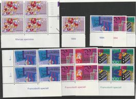 CH Frankaturware Viererblöcke u. Einzel Marken 1994