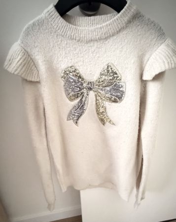 Pull hiver C&A 122cm, noeud pailleté ✨