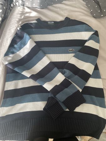 Unisex Pullover Lacoste gestreift blau Grösse M