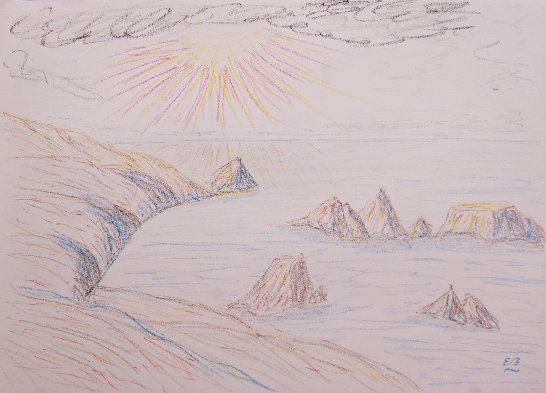 Dipinti: Zeichnung: Am Meer – Usato da Fribourg venduto da erw_68dx