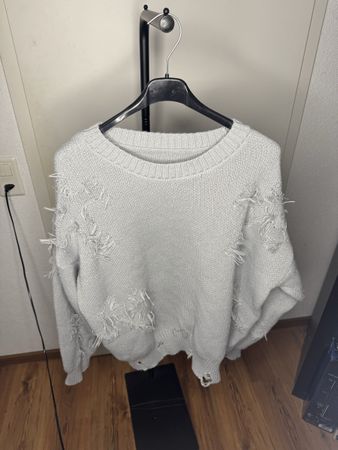 Destroyed Strickpullover Grau Oversize Streetwear