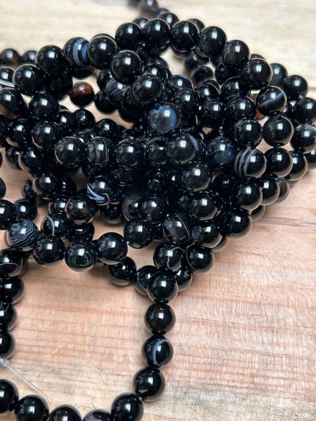 Minerali & Pietre curative: Strang echte black Agate Kugeln / stone beads 8 mm – Nuovo (secondo la descrizione) da Niederrohrdorf venduto da Ytobi