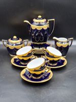 Kobaltfarbenes Jlmenau Kaffeeservice 15-teilig 1930 Goldrand