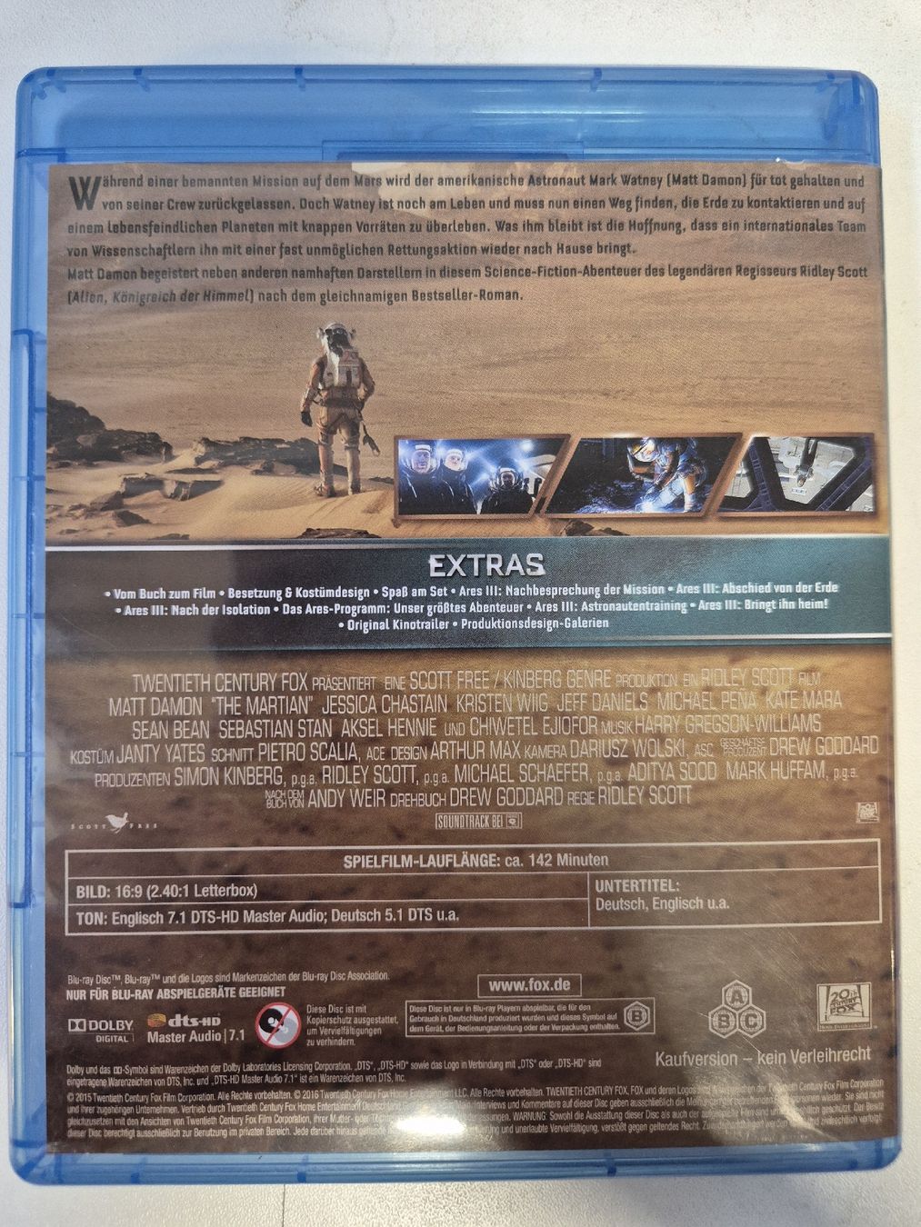 Tutti i DVDs: Der Marsianer - rettet Mark Watney Blu-Ray – Usato da Lindau venduto da Hammy0740 1