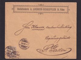 Brief Buchdruckerei Loehrer, St.Gallen - St.Fiden 02.11.1887