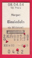 KARTON BILLETT, HORGEN - EINSIEDELN, 2.KLASSE, RETOUR, HALBT