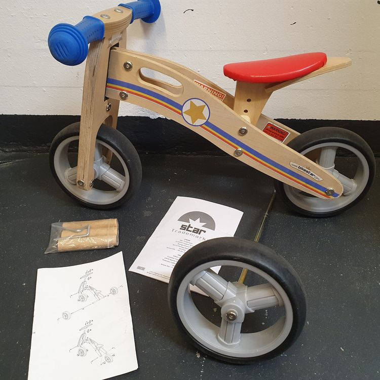 BIKESTAR Mini Kinder Laufrad Holz mit drei Rädern ab 1