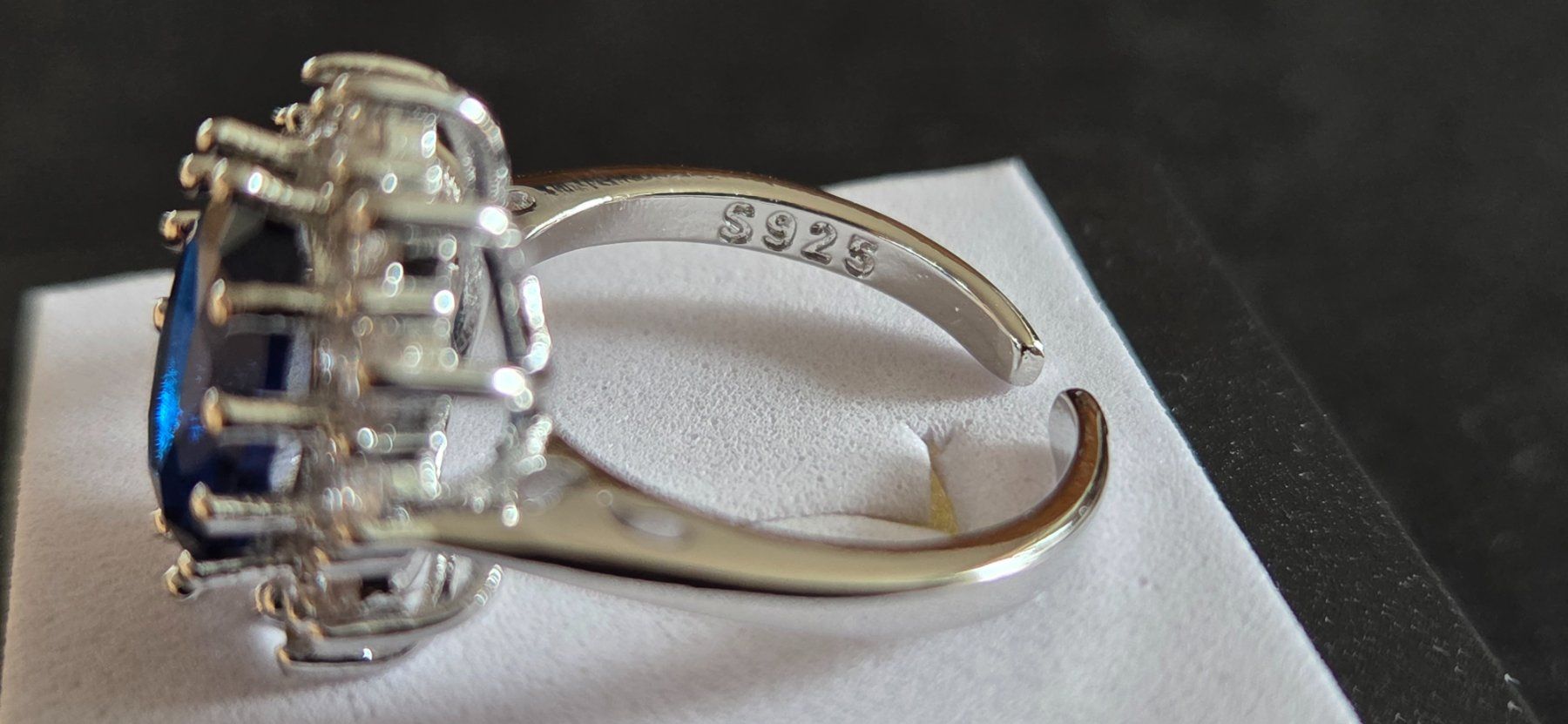 Anelli: Bague Argent 925 avec Saphir synth.bleu, taille ajustable 55 – Nuovo e nell'imballaggio originale da Neuchâtel venduto da golden02 3