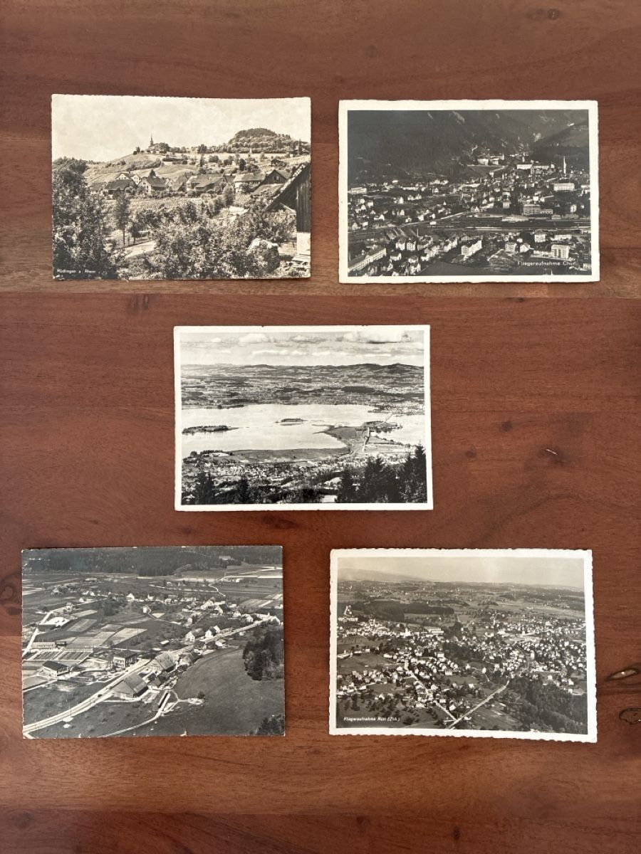 Cartoline postali: 10 Ansichtskarten div Flugaufnahmen Kt ZH und AG. 3 – Usato da Oftringen venduto da Cla.vD.74 2