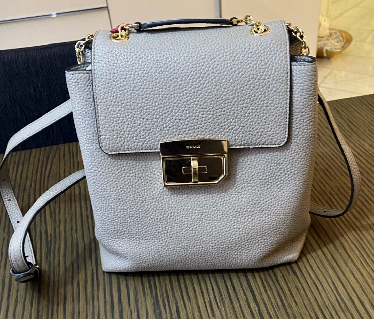 Bally Rucksäcke: Bally Eleganter Rucksack aus Leder.Taupe – Neu und originalverpackt aus Volketswil von praxis12 1