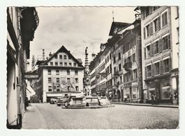 Weinmarktbrunnens in Luzern, Historische AK, Vintage Autos