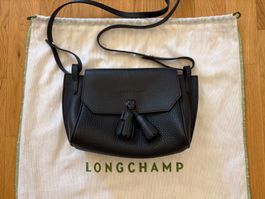 Longchamp - Umhänge/Crossbody-Tasche in schwarzem Leder