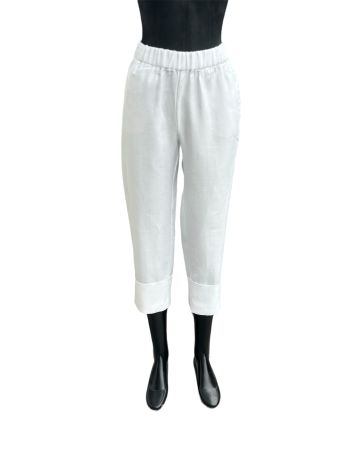 Leichte Sommerhose, Leinen, Weiss, Gr. 38