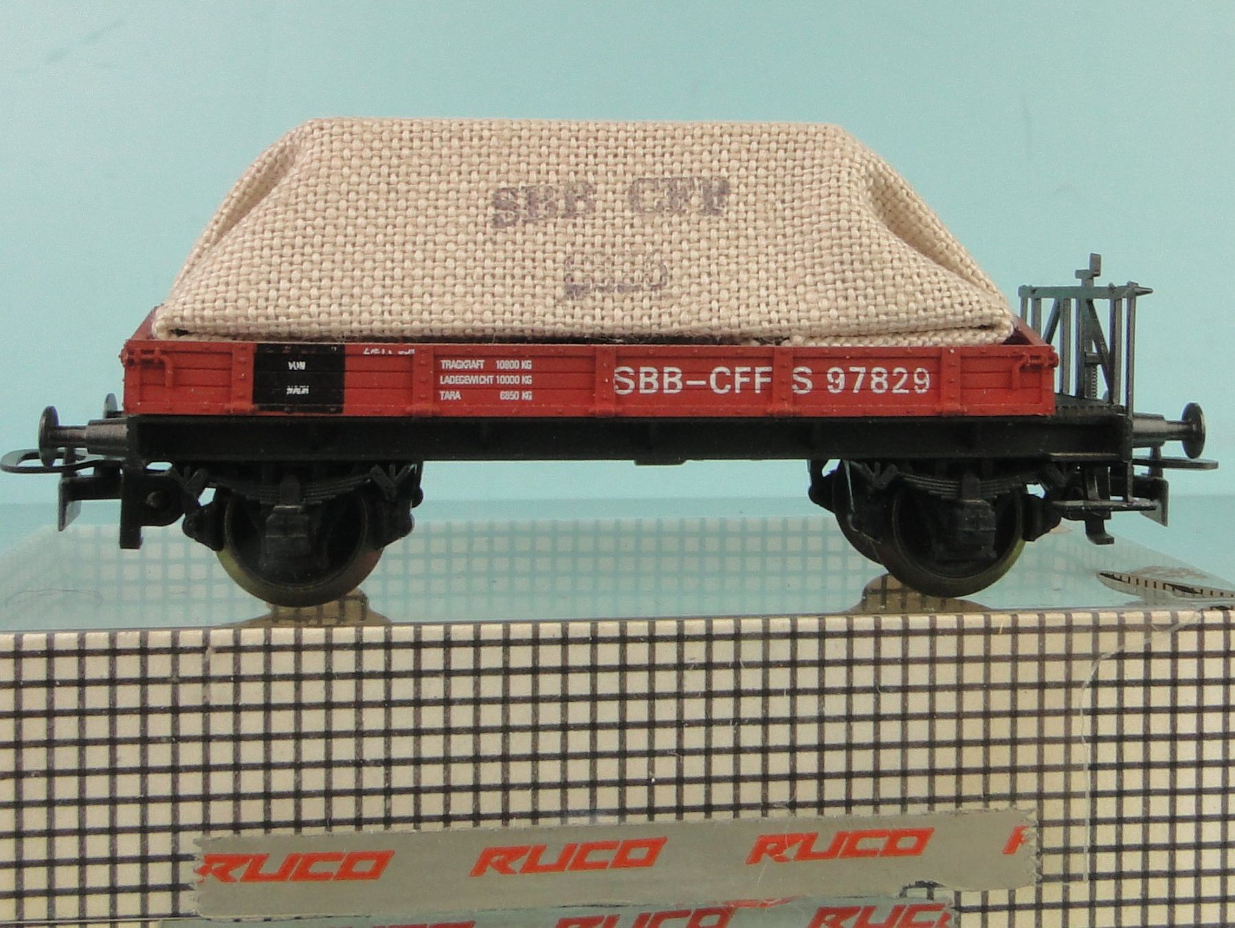 Modellini di ferrovie: Ruco 2011 SBB Flachwagen mit Plane, neuwertig – Usato da Bülach venduto da cann11 1