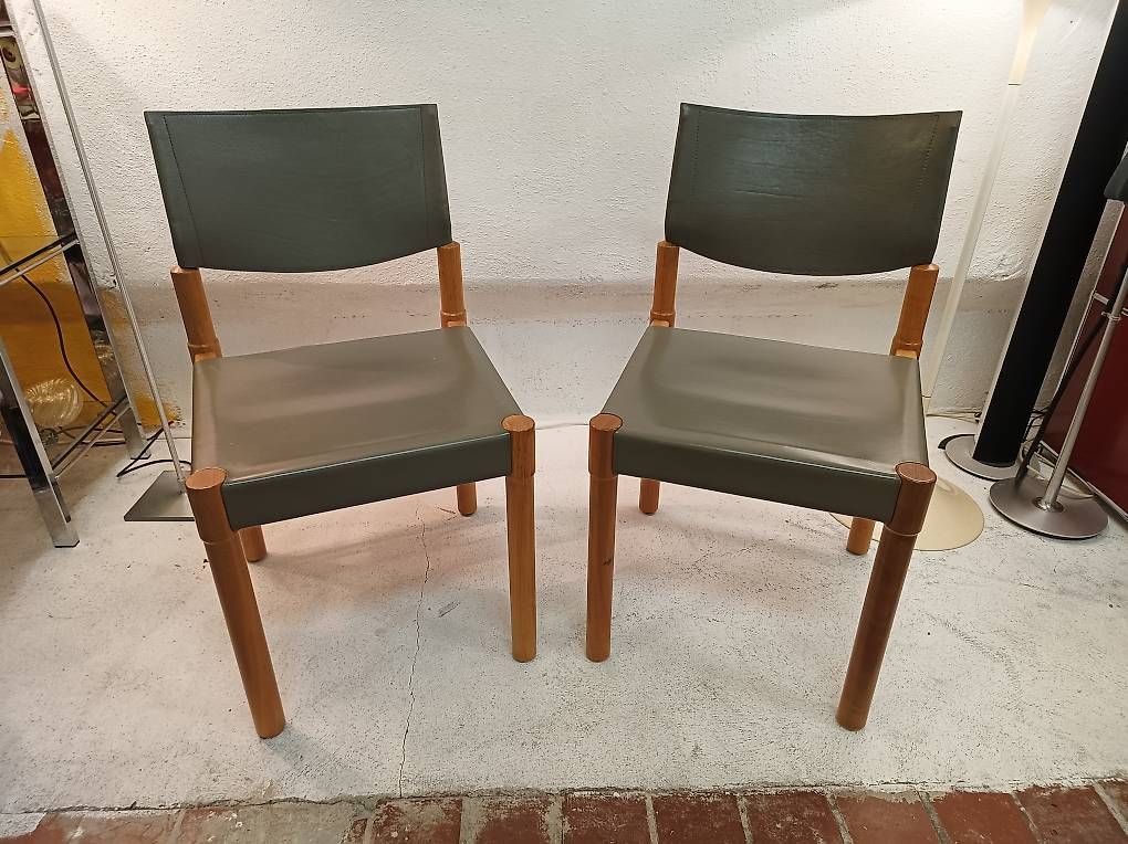 Stühle: 2er Set vintage Stühle Brutalist leder grau – Gebraucht aus Zürich von style-and-design.zh 3