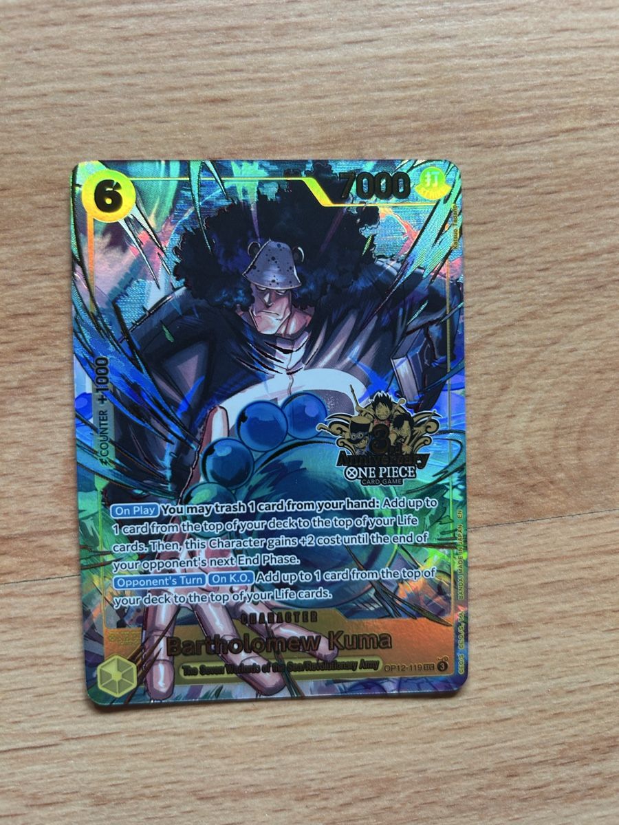Bandai Carte collezionabili: One Piece Card Game: Bartholomew Kuma 3rd Anniversary ENG – Nuovo (secondo la descrizione) da Schötz venduto da lor_z95g