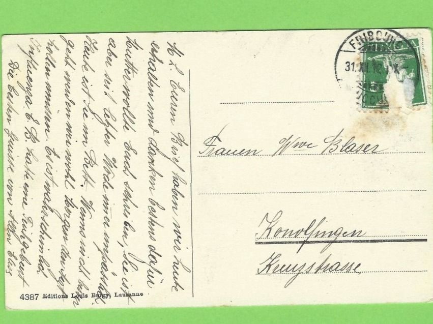 Cartoline postali: Fribourg – Usato da Zürich venduto da t24_de 1