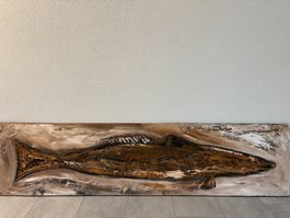 200 cm breitx50cmhoch Öl Gemälde Fisch Relief