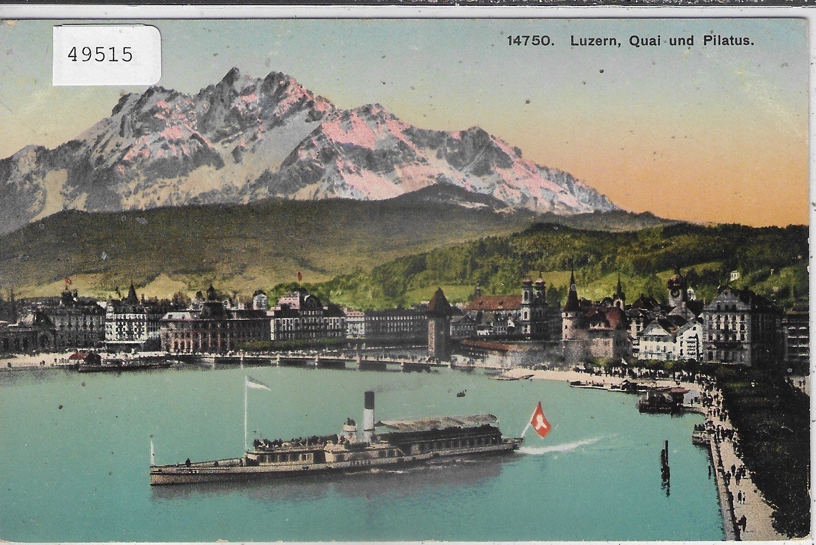 Ansichtskarten: Luzern - Quai & Pilatus - Damper - Litho – Gebraucht aus Ettingen von Kartenplanet