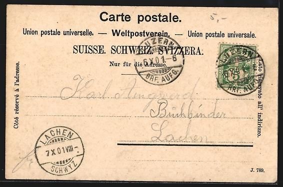 Cartes postales: AK Luzern, Teilansicht mit Kirche, 1901 – D'occasion à Berlin par bartko-reher 1