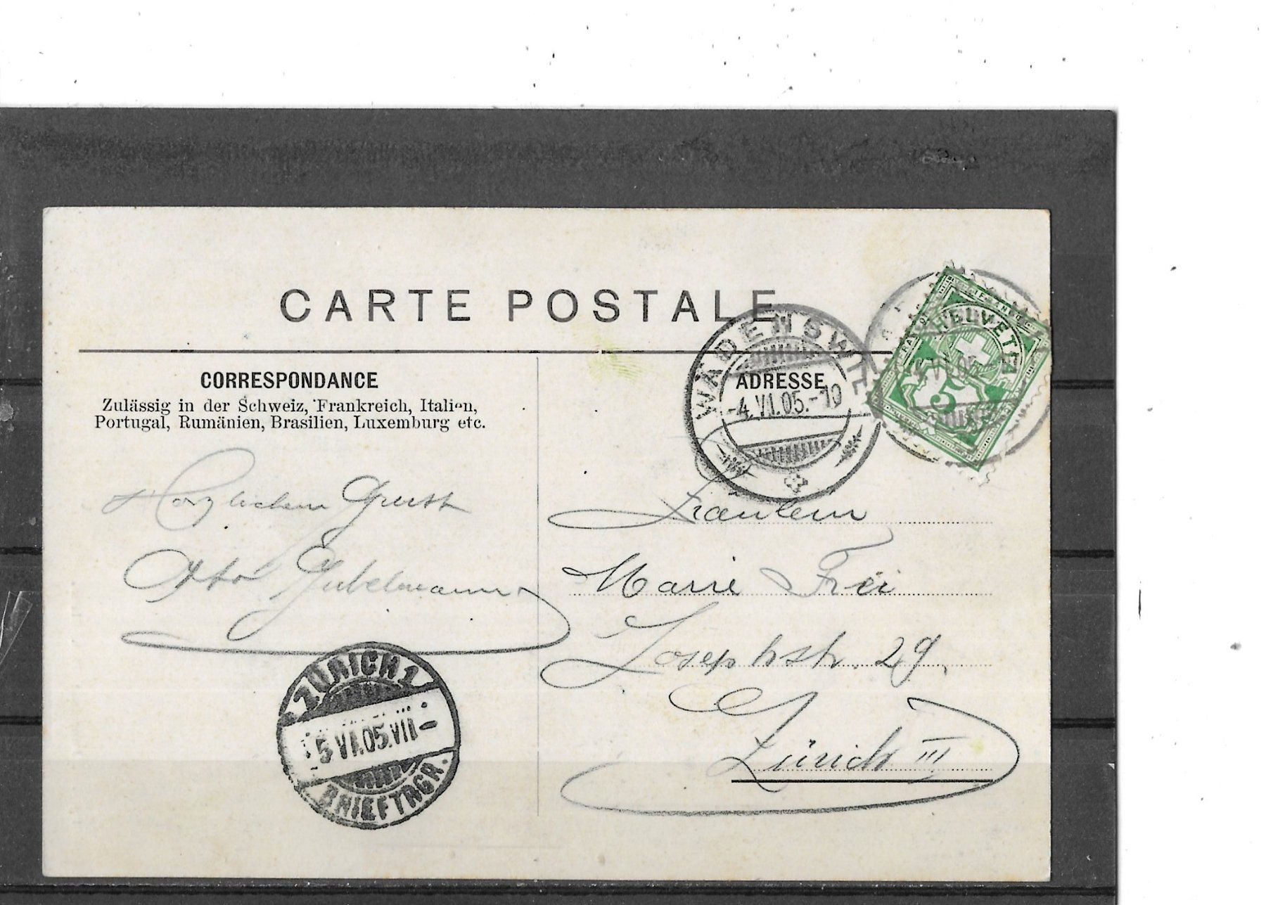Cartoline postali: GL Glarus 1905 Ostschweiz. Schwing-u.Aelplerfest – Usato da Schocherswil venduto da Wilare 1