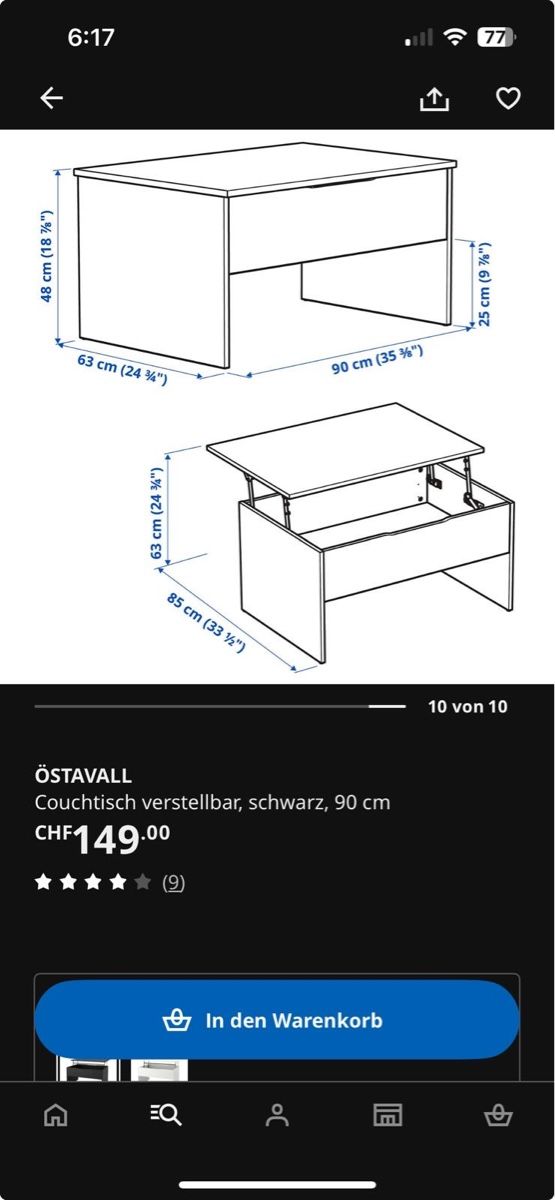 Ikea Tavoli: Schwarzer IKEA-Couchtisch mit Hubfunktion – Nuovo (secondo la descrizione) da Kandergrund venduto da eva_92rg 8