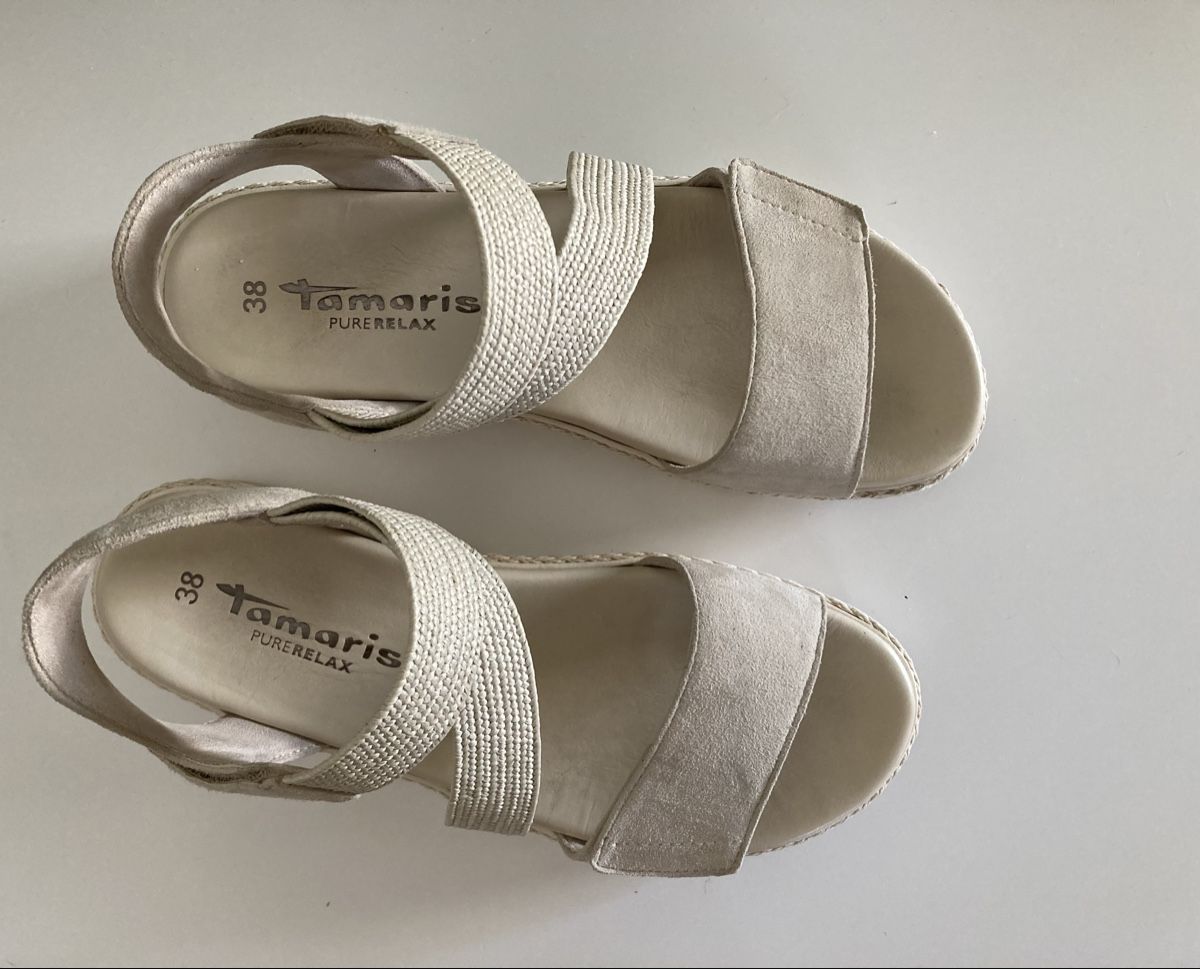 Tamaris Damenschuhe: Tamaris Pure Relax Ledersandalen – Gebraucht aus Riehen von Estello 1