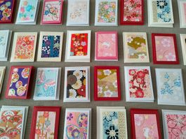 30 Mini Karten mit Japanisches Papier