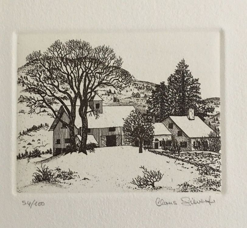 Dipinti: Claus Sievert "Winterlandschaft" RADIERUNG – Usato da Nennigkofen venduto da babag