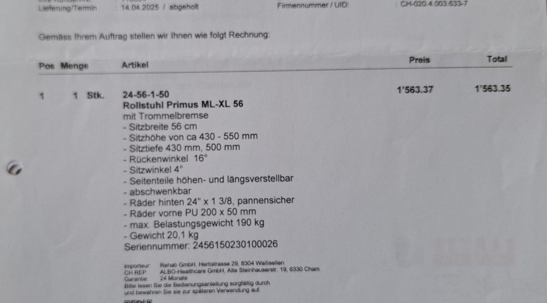 Sedie a rotelle: Neuwertiger Rollstuhl Preimus ML-XL 56 – Usato da Herrliberg venduto da laurastar03 5