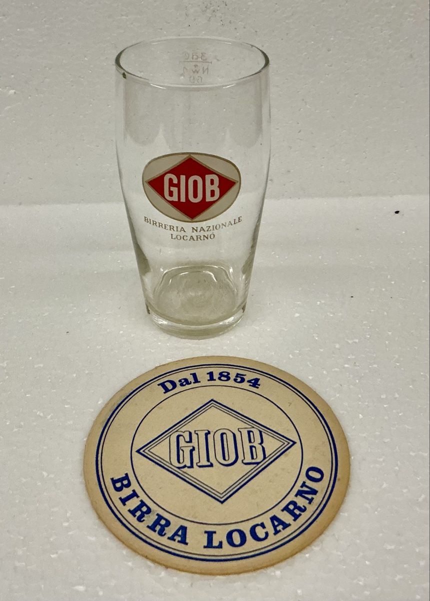 Bicchieri: BIRRA LOCARNO GIOB Glass + Bierdeckel – Usato da Arcegno venduto da Denni