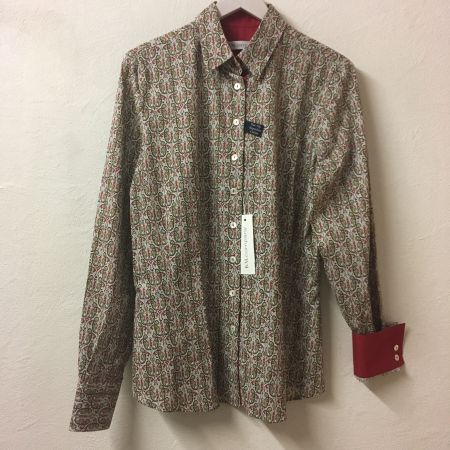 B.M. Company LA Bluse Paisley braun weiss m Satin rot Gr 38