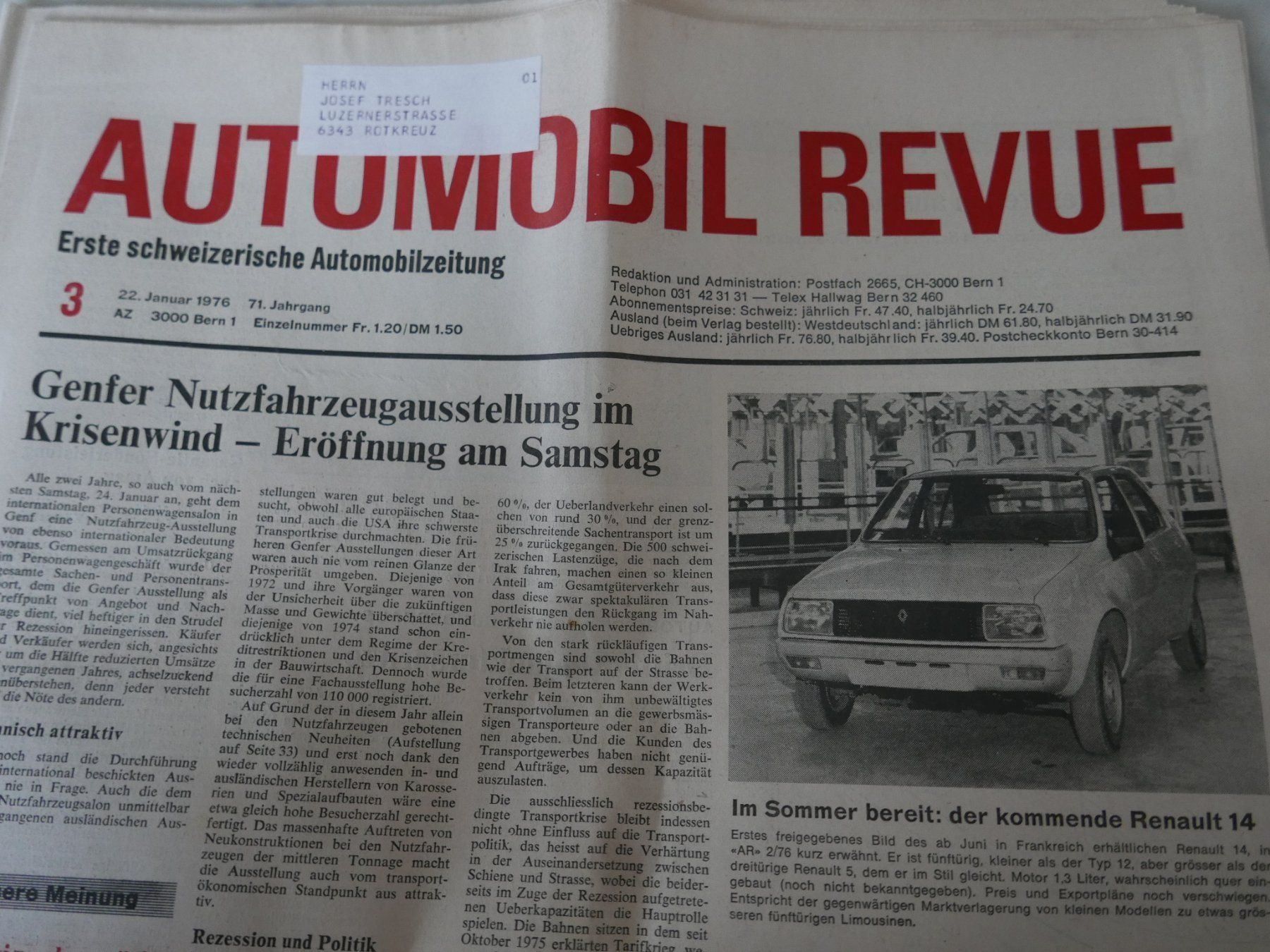 Riviste & Magazine: Automobil Revue 1976 – Usato da Rotkreuz venduto da nigal