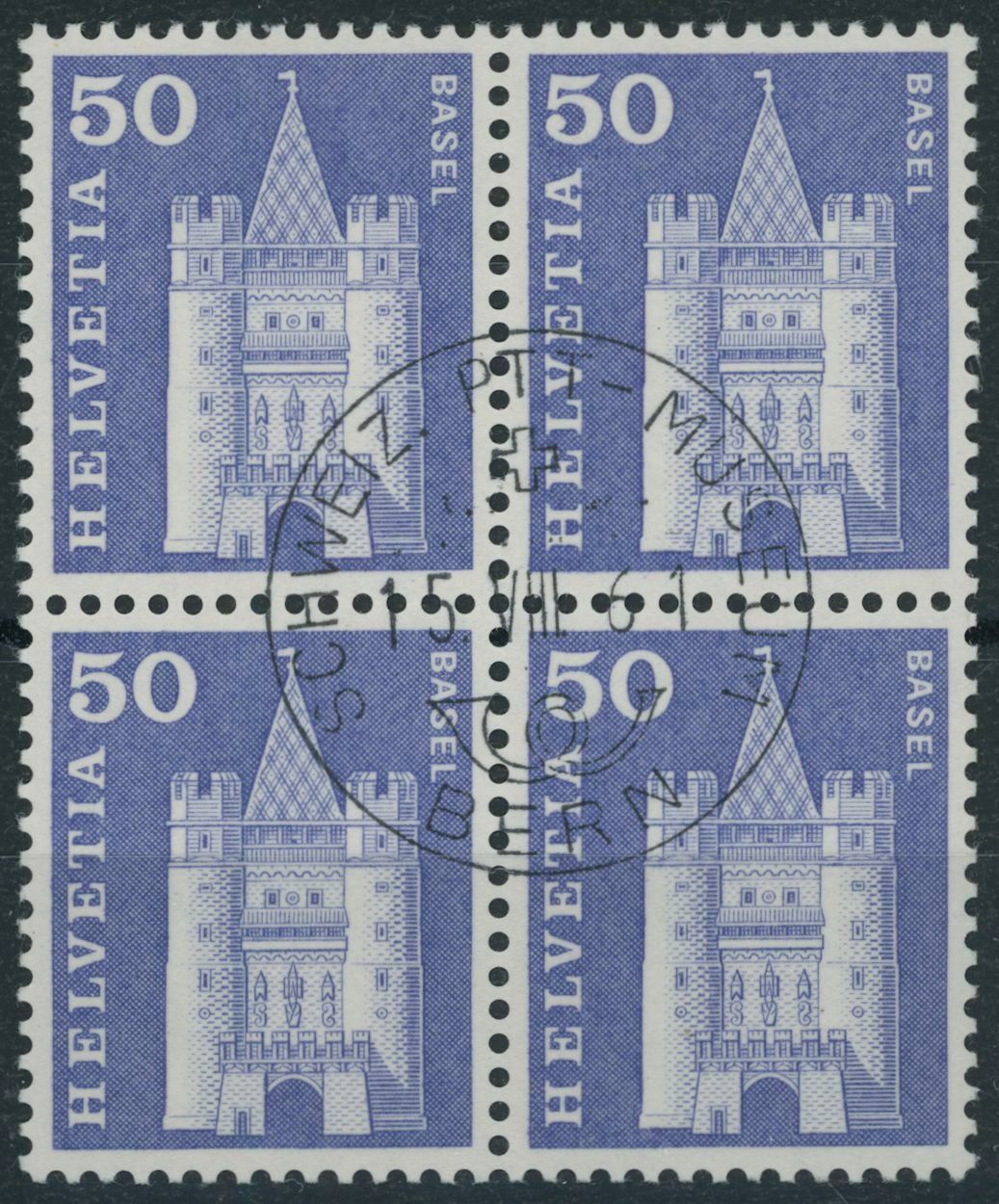 Alle Briefmarken: 1961 - Rollenmarken - Viererblock - Ersttag Stempel ET – Gebraucht aus Schindellegi von leecollect