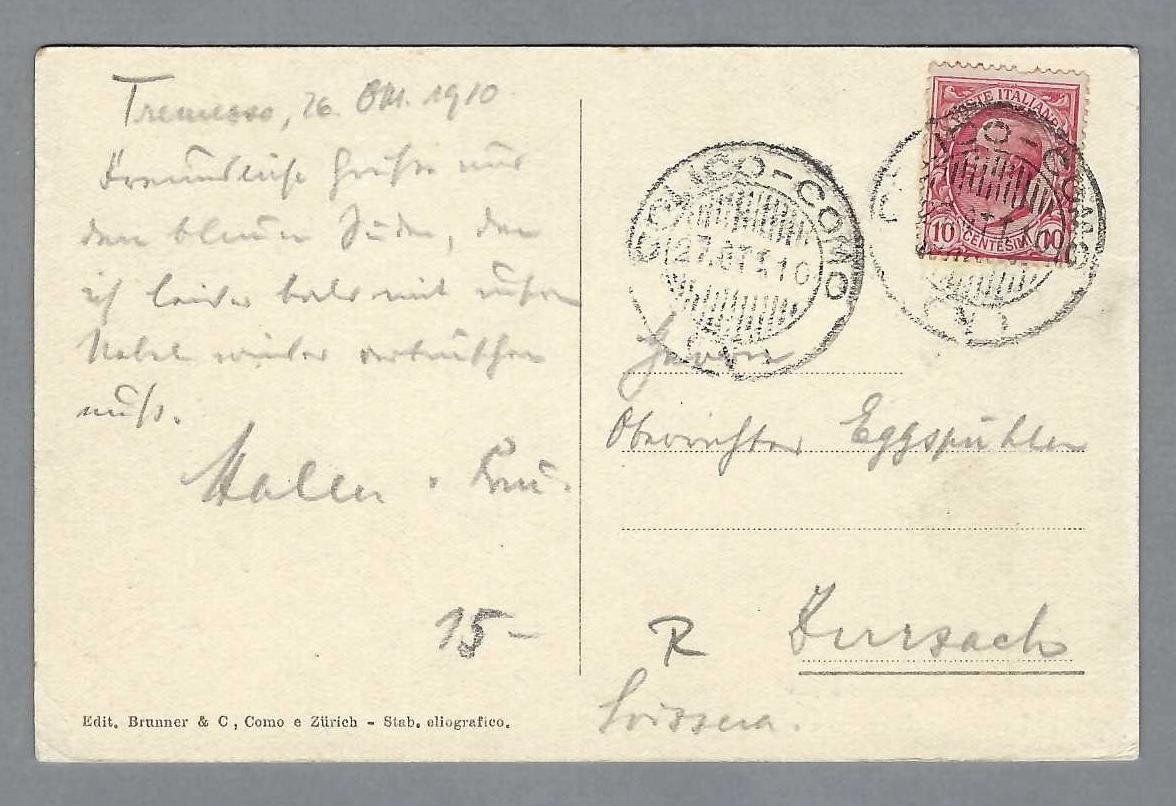 Cartoline postali: BATTELLO COMO,  0 NATANTE COLICO-COMO 1910 – Usato da Pura venduto da ulisse1957 1