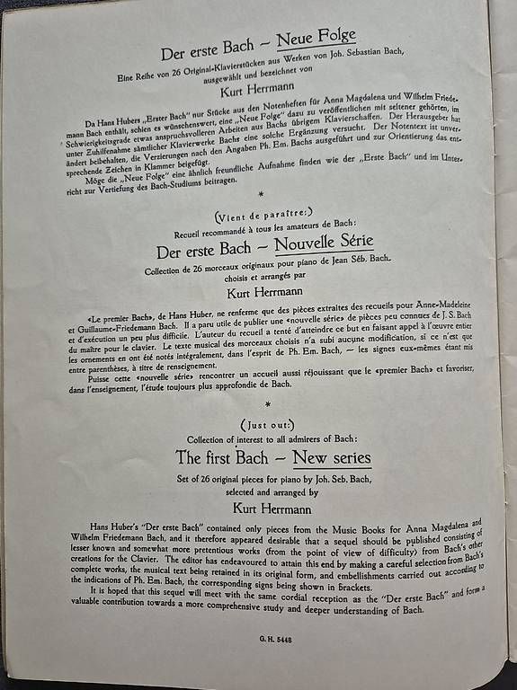 Libri: Klaviernoten "Der erste Bach" – Usato da Niederhasli venduto da mybluefish 1