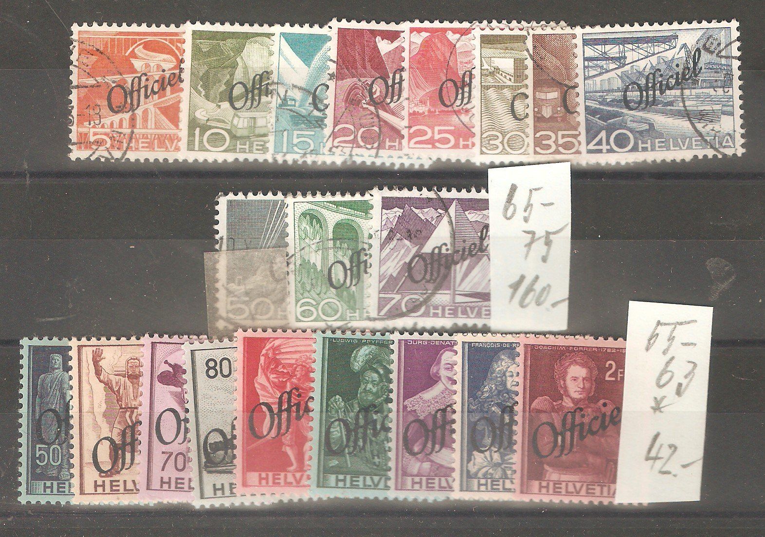 Alle Briefmarken: Officiel 65-75  gest   55-63* – Gebraucht aus Lausanne von Whorvath