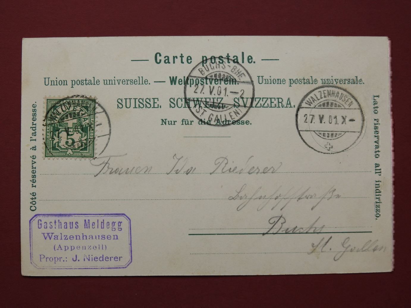 Ansichtskarten: AK Gruss von der Meldegg 1901 ! – Gebraucht aus Rain von 999-800-K 1